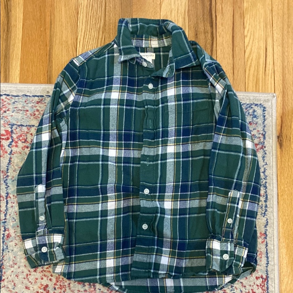 Crew cuts Boys' button-up flannel shirt, Green